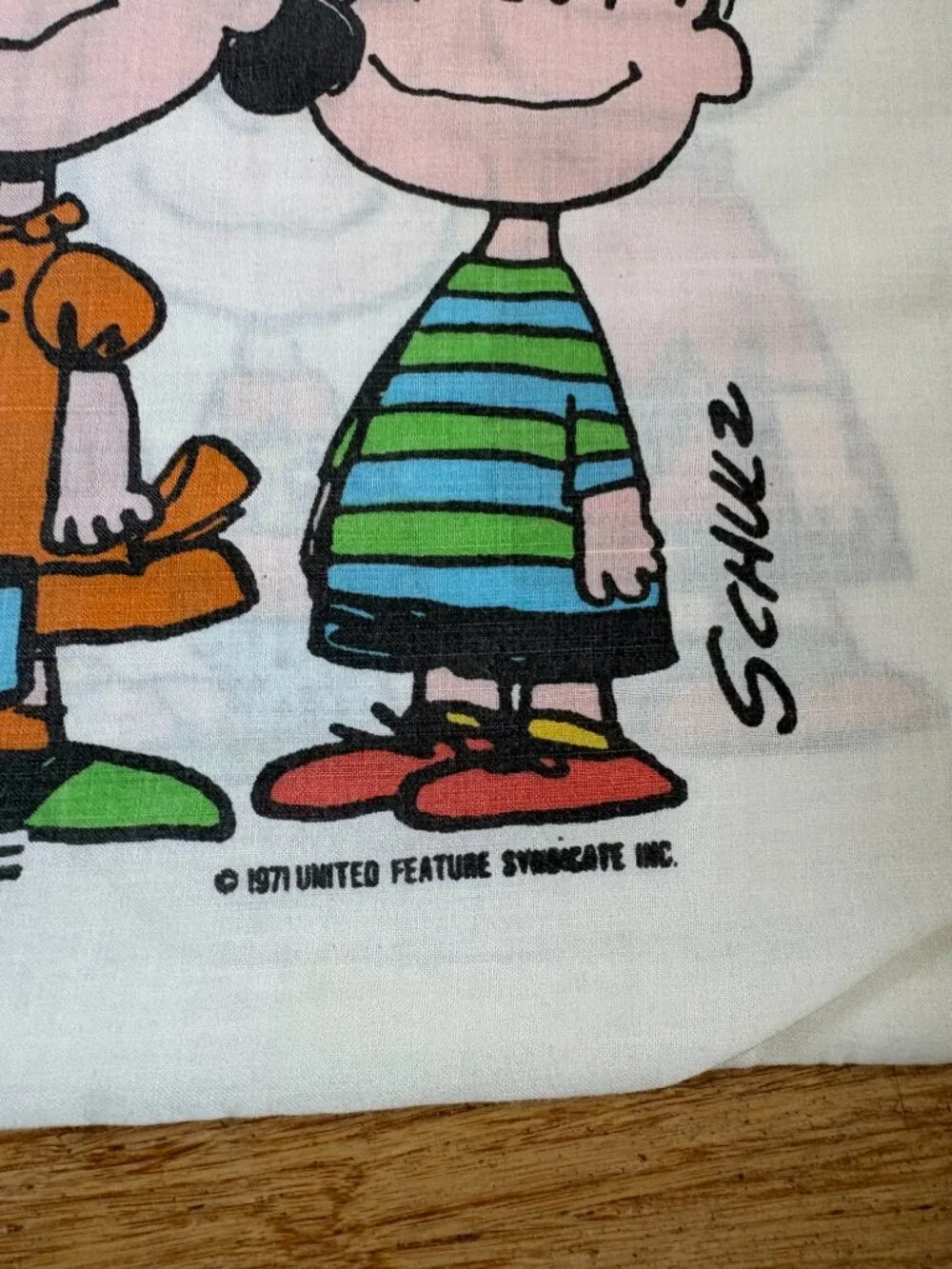 Vintage Sears Peanuts Snoopy Charlie Brown Pillowcase 42x36 Happiness Gang